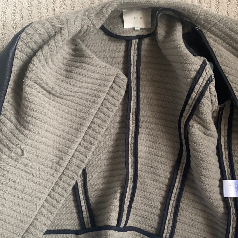 IRO size 36 wool coat with leather sleeves
